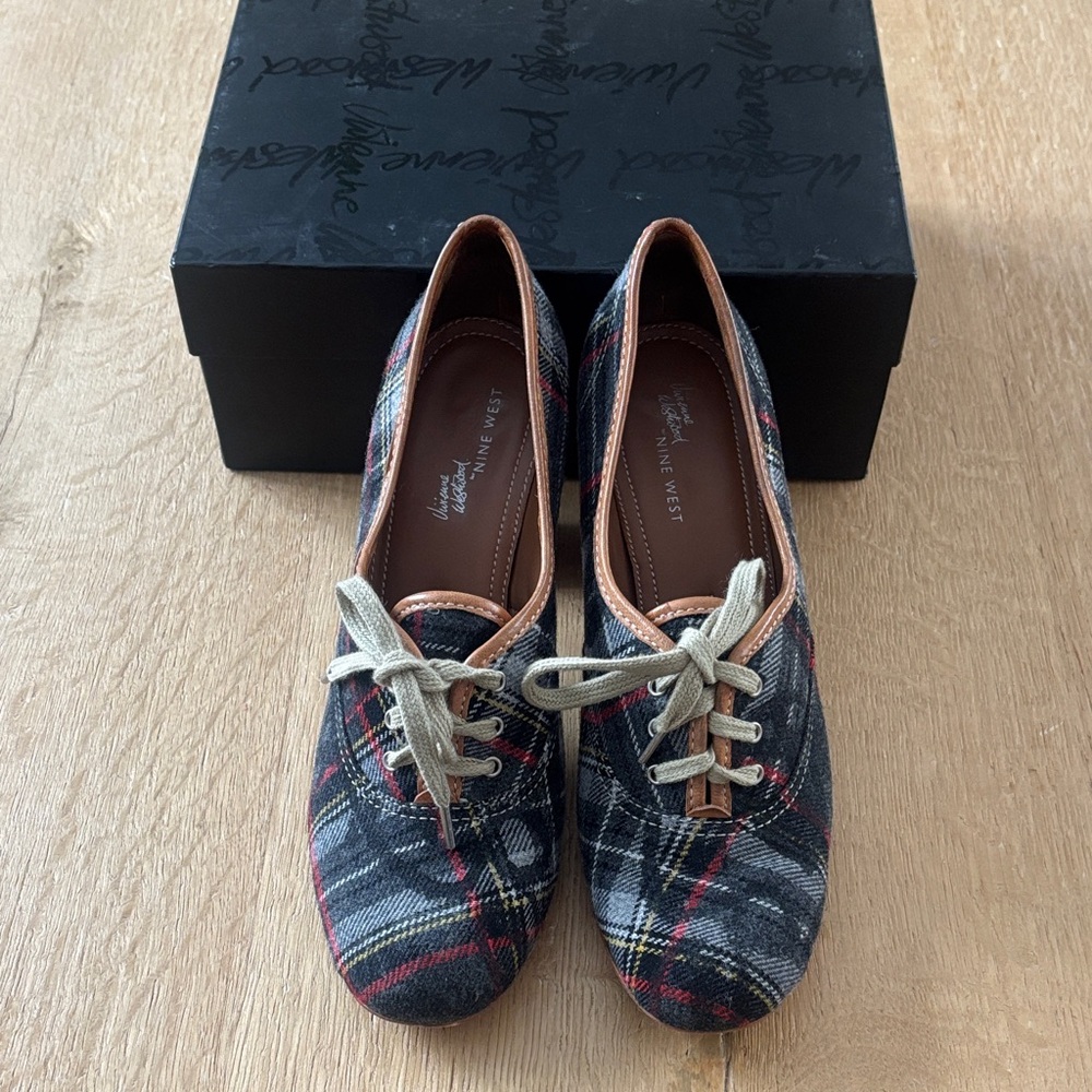 Vivienne Westwood for Nine West Women's Plaid Lace-Up Heels size 9 EUC